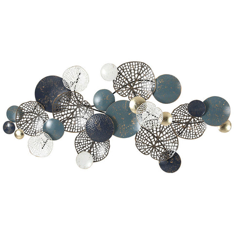 Artiss Metal Hanging Sculpture 132Cm Home Decor Leaf Circles Blue Wall Art