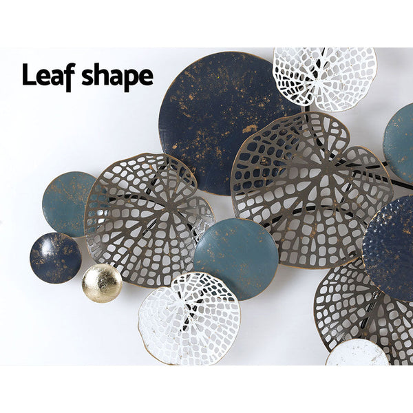 Artiss Metal Hanging Sculpture 132Cm Home Decor Leaf Circles Blue Wall Art