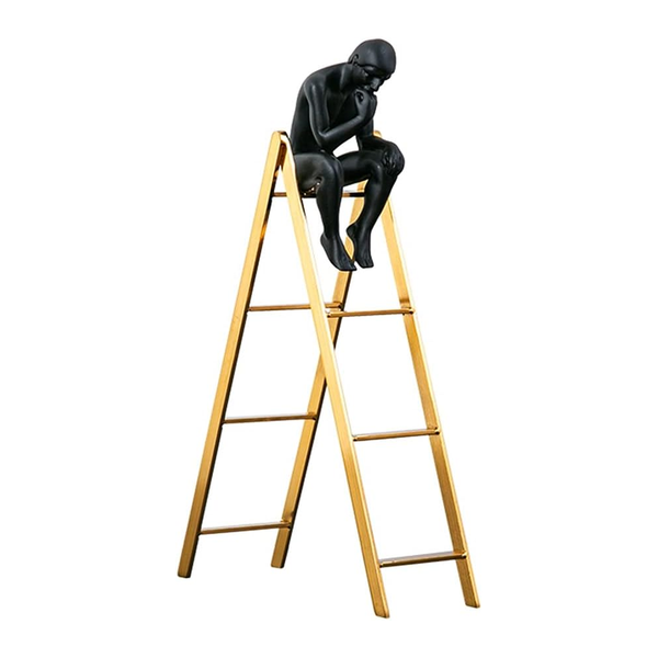 30 Cm Man Sitting On Ladder Tabletop Decor Sculptures Figurines Sculptures & Figurines