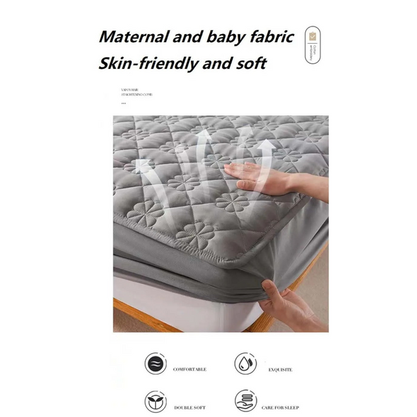 Mattress Cover Floral Gray Queen Size Waterproof Quilted Fitted Bed Sheet Sheets