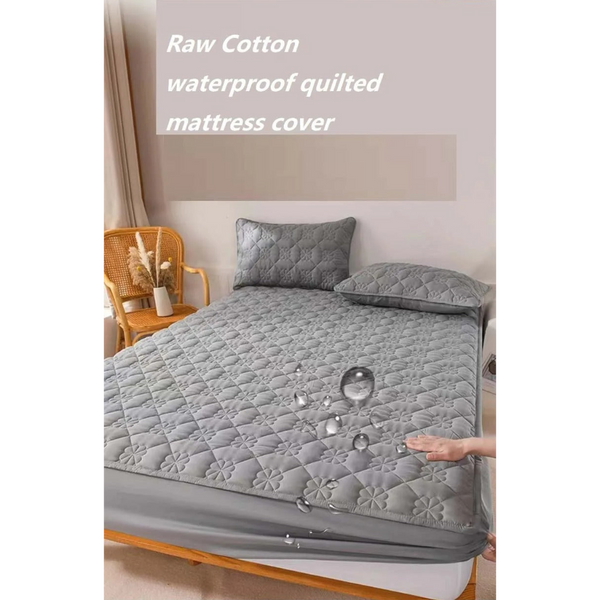 Mattress Cover Floral Gray 160 X 200 Centimetre Waterproof Quilted Bed Sheet Sheets