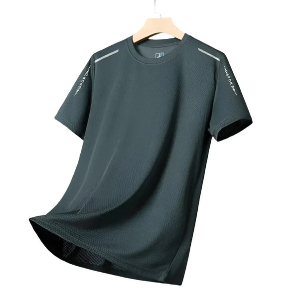 Mens Quick Dry Sport Running T Shirt Short Sleeves Unisex Round Neck Top Fishing Shirts