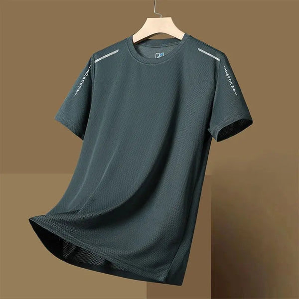 Mens Quick Dry Sport Running T Shirt Short Sleeves Unisex Round Neck Top Fishing Shirts