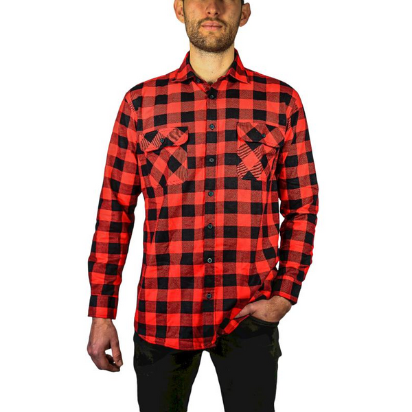Jacksmith Mens 100% Cotton Flannelette Shirt Long Sleeve Check Authentic Red/Black Casual Shirts