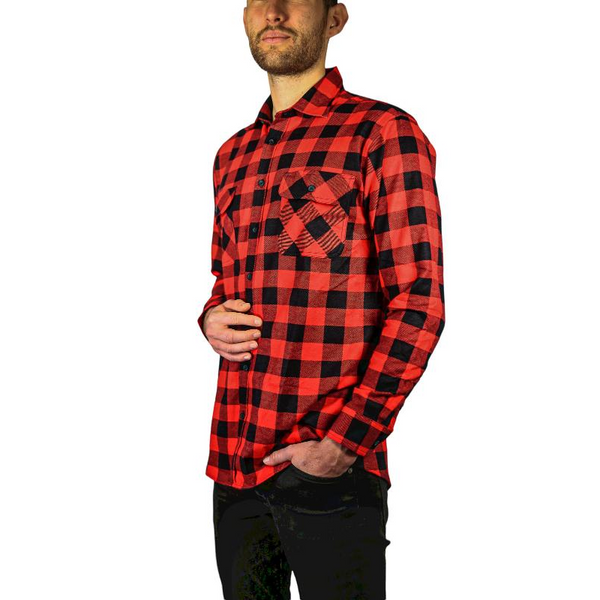 Jacksmith Mens 100% Cotton Flannelette Shirt Long Sleeve Check Authentic Red/Black Casual Shirts