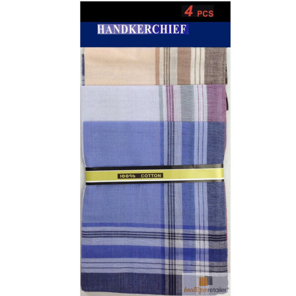 Br Apparel Mens Handkerchiefs 100% Cotton Pocket Square Hanky 35X35cm 4 Hankies Scarves