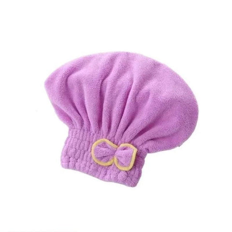 Purple Microfibre Quick Hair Drying Bath Spa Towels For Womens Shower Hat Towels & Washcloths