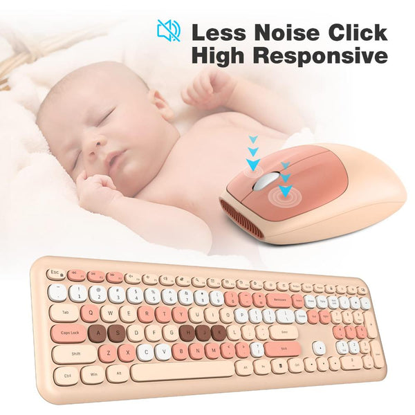 Bluetooth Keyboard Mouse Combo Set Portable Wireless Retro Design Keyboards & Keypads