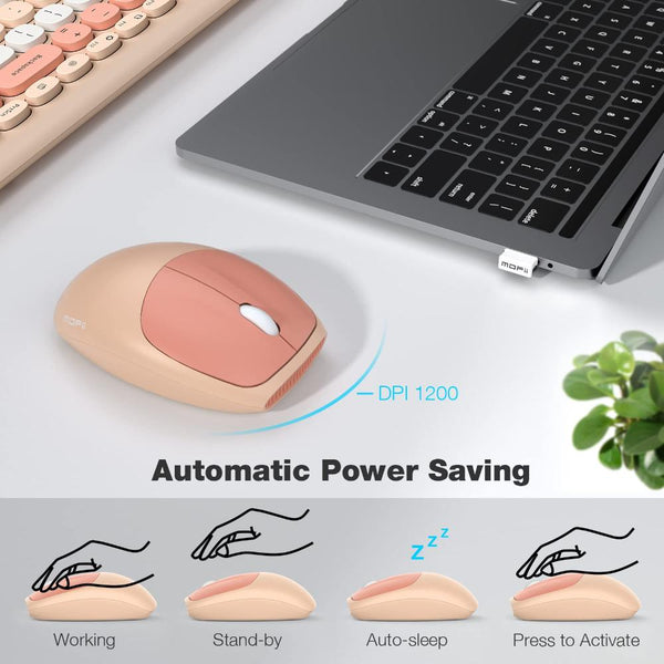 Bluetooth Keyboard Mouse Combo Set Portable Wireless Retro Design Keyboards & Keypads