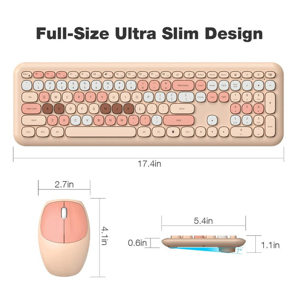 Bluetooth Keyboard Mouse Combo Set Portable Wireless Retro Design Keyboards & Keypads