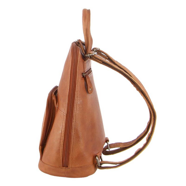 Milleni Genuine Italian Leather Soft Nappa Backpack Bag Travel Cognac Women Backpacks