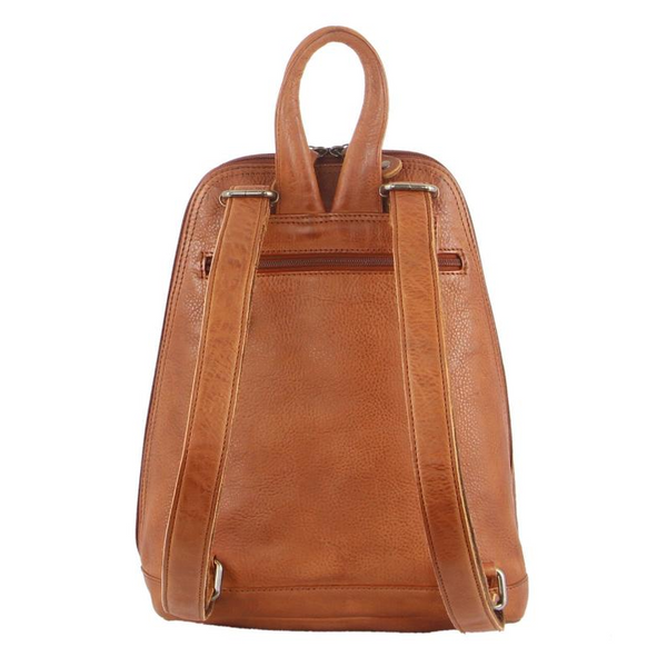 Women Backpacks Milleni Genuine Italian Leather Soft Nappa Backpack Bag Travel Cognac