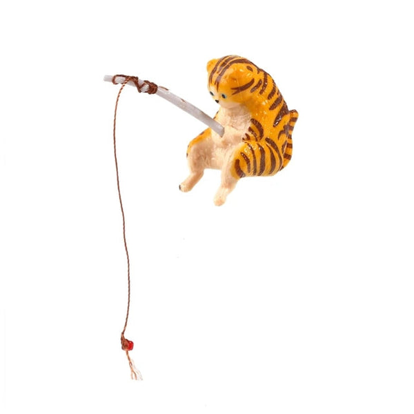 Mini Aquarium Fishing Cat Ornament For Tank Landscaping Decor Aquariums