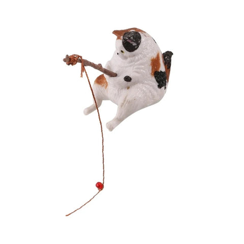 Mini Aquarium Fishing Cat Ornament For Tank Landscaping Decor Aquariums