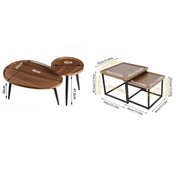Modern Irregular Drop Shaped Coffee Table Set Coffee Tables