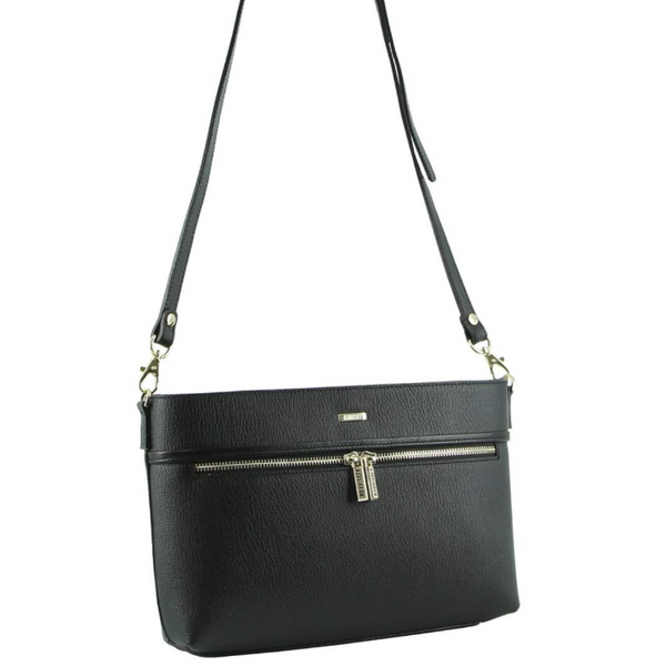 Morrissey Italian Structured Leather Cross Body Handbag (Mo3028) Bag Black Women's Bags & Handbags
