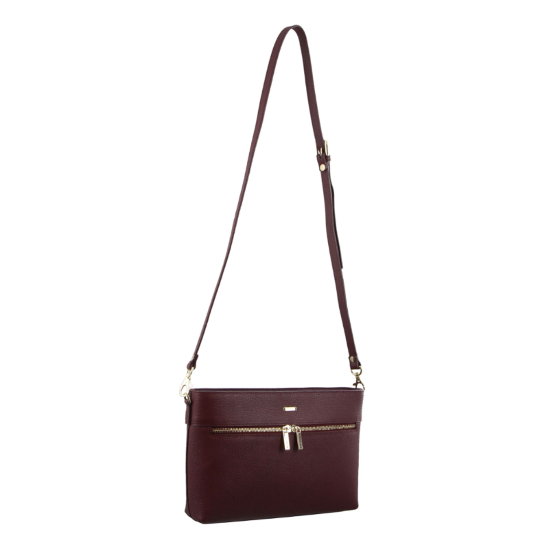 Morrissey Italian Structured Leather Cross Body Handbag Wine For Women Fashion Women's Bags & Handbags