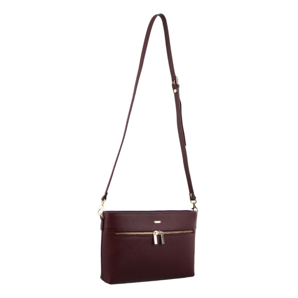 Morrissey Italian Structured Leather Cross Body Handbag Wine For Women Fashion Women's Bags & Handbags