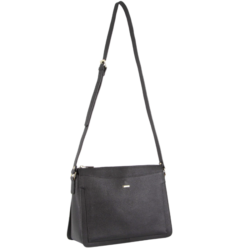 Morrissey Italian Structured Leather Cross Body Handbag Tote Bag (Mo3162) Black Women's Bags & Handbags