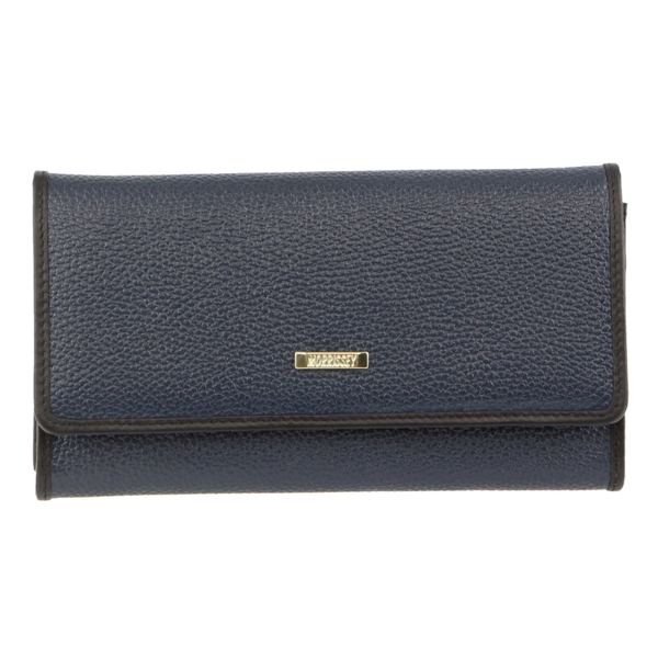 Morrissey Italian Structured Leather Flap Over Ladies Wallet Navy Wallets