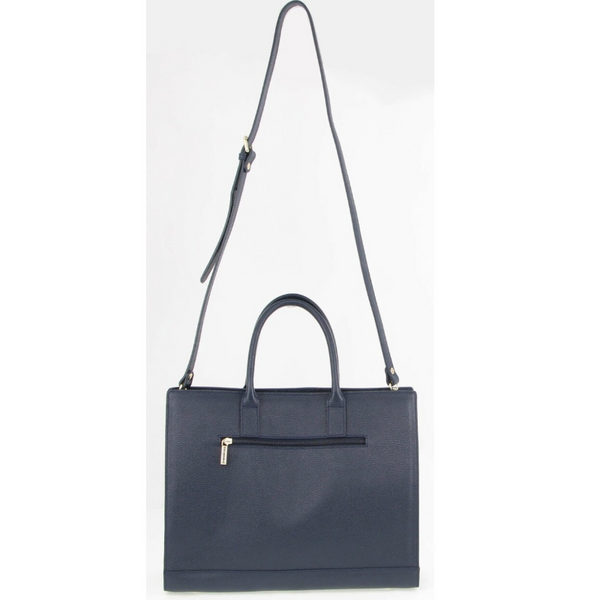 Morrissey Italian Structured Leather Tote Unisex Computer Bag Handbag Navy Women's Bags & Handbags