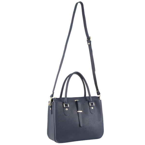 Morrissey Italian Womens Structured Leather Handbag Ladies Bag Navy Women's Bags & Handbags