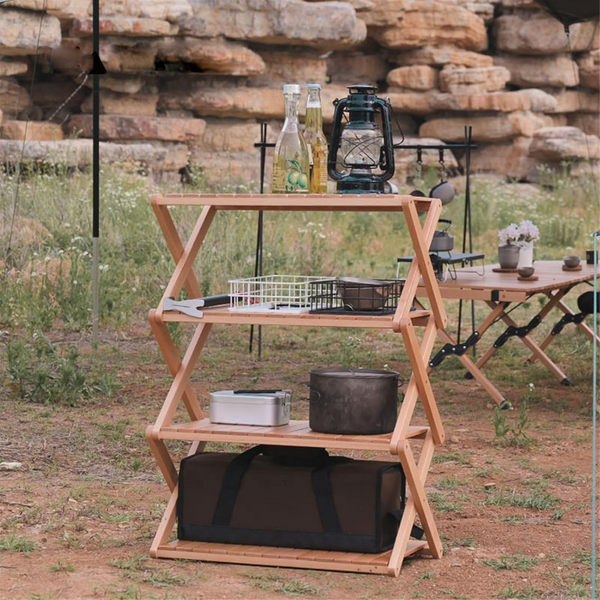 Elosung Multi Layer Rack Primitive Wood Colour 60*30*75Cm Racks & Holders