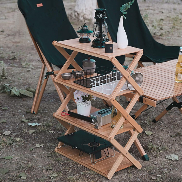 Elosung Multi Layer Rack Primitive Wood Colour 60*30*75Cm Racks & Holders