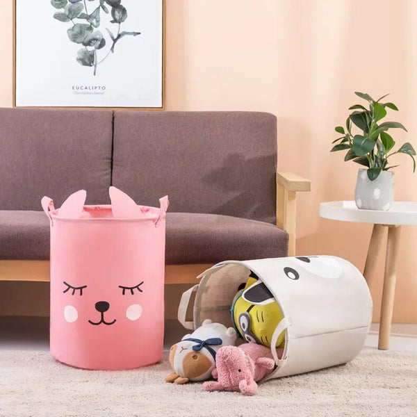 Storage Bag Rabbit Waterproof Folding Clothing Organizer Cartoon Art Bucket Hanging Closet Storage