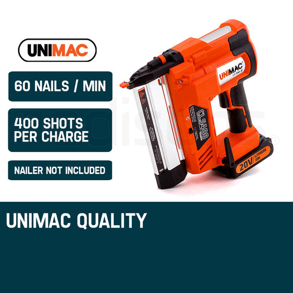 Unimac Nailer 20V Battery Lithium Ion Rechargeable Cordless Gun Nail & Staple Guns