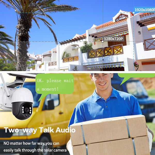 Full Hd Solar Wifi Camera With Pir Alarm & Night Vision 2 Way Audio Tf Card Slot Battery Not Included Security Cameras
