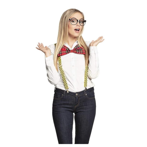 Br Costumes Nerd Kit Set Geek Glasses Fancy Dress Retro Funny Braces Bow Tie Party Unisex Costumes