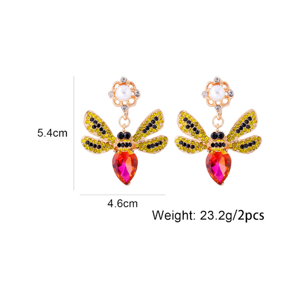 Natural Stone Bee Dangle Earrings
