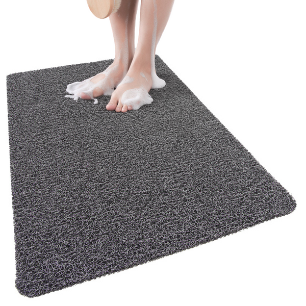 Elosung Black Non Slip Loofah Style Bathroom Mat Quick Dry And Soft 40 X 60Cm Bath Mats Rugs & Toilet Covers