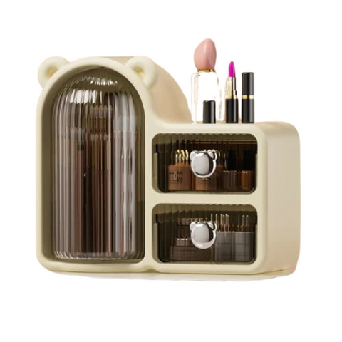 Elosung Black Rotating Desktop Cosmetic Organiser High End Dustproof Wall Mounted Storage Box With Drawer For Vanity Makeup And Toiletries Makeup Bags