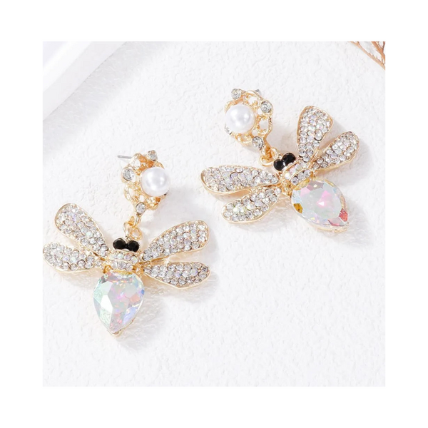 Natural Stone Bee Dangle Earrings