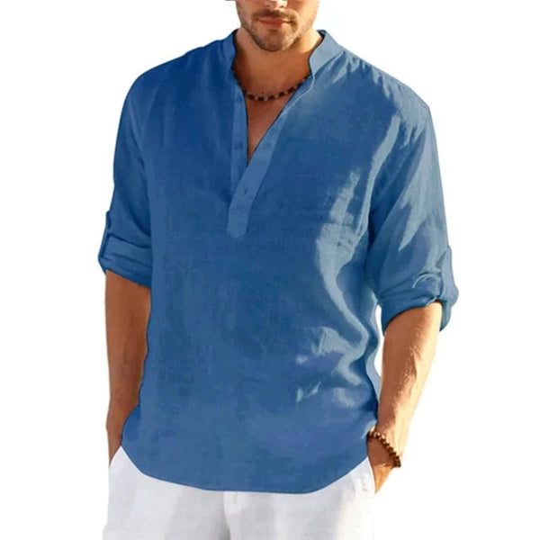 Men's Linen Long Sleeve T Shirt Solid Colour Loose Casual Cotton Casual Shirts