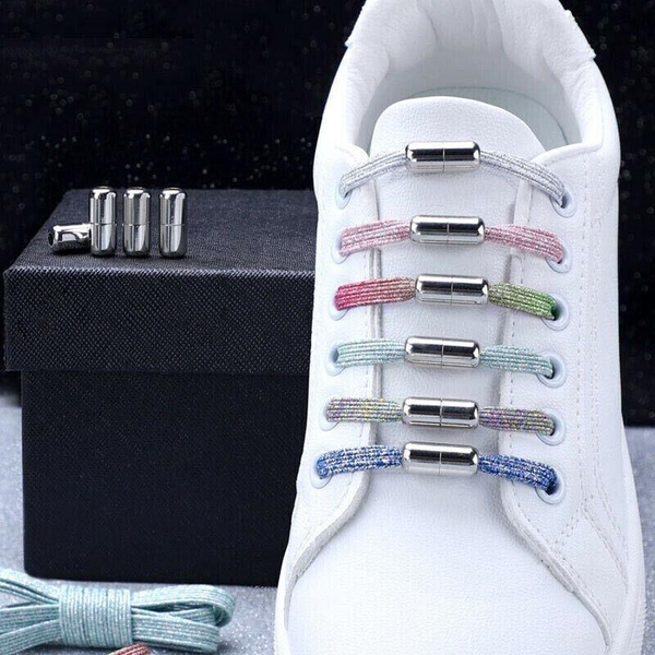 No Tie Locked Elastic Shoelace Lace Lazy Laces Sneakers Sports No.21 Royal Blue Shoe Laces