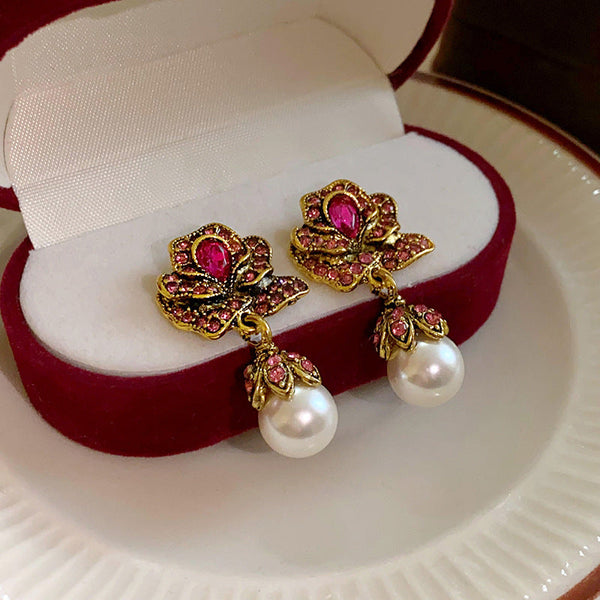 Veile Studios Flower Pearl Medieval Fashion High End Feel Niche Versatile Accessories Earrings