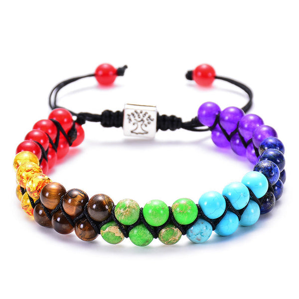 Veile Studios Fashion Jewelry 6Mm 7 Chakra Stone Bead Yoga Meditation Bracelet For Women Bracelets