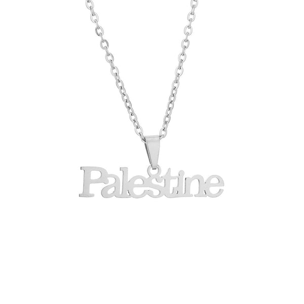 Veile Studios Stainless Steel Palestine Letter Pendant Necklace Fashion Geometric Couple Accessories For Men And Women Necklaces & Pendants