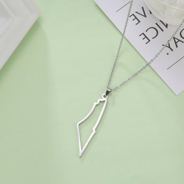 Veile Studios Palestine Map Outline Mountain Stainless Steel Pendant Necklace Women Necklaces & Pendants