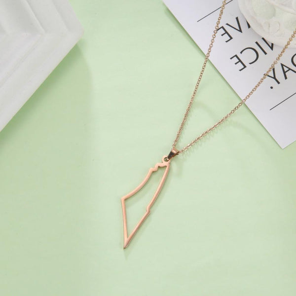 Veile Studios Palestine Map Outline Mountain Stainless Steel Pendant Necklace Women Necklaces & Pendants