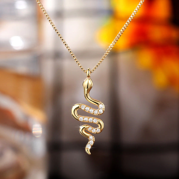 Veile Studios Fashion Lady Snake Pendant Necklace With Zirconia Stylish Party Accessories Necklaces & Pendants