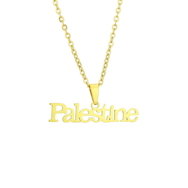 Veile Studios Stainless Steel Palestine Letter Pendant Necklace Fashion Geometric Couple Accessories For Men And Women Necklaces & Pendants