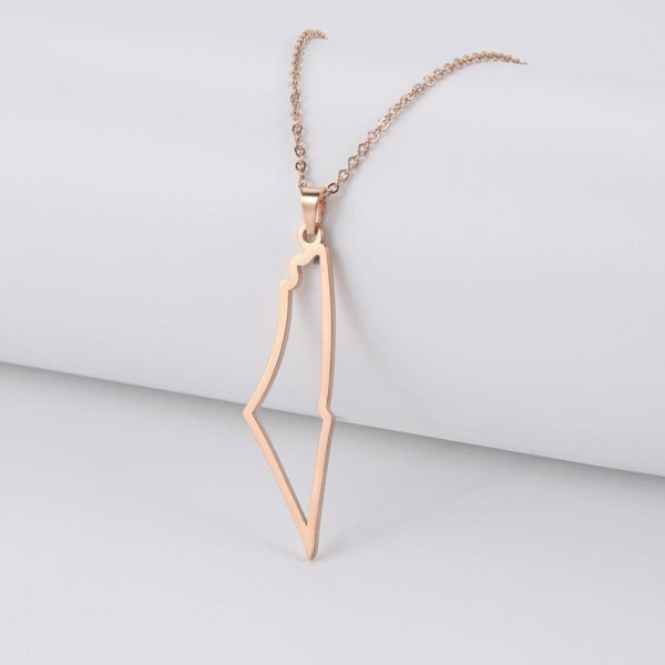 Veile Studios Palestine Map Outline Mountain Stainless Steel Pendant Necklace Women Necklaces & Pendants