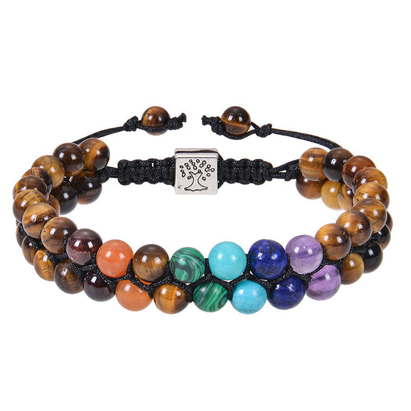 Veile Studios Fashion Jewelry 6Mm 7 Chakra Stone Bead Yoga Meditation Bracelet For Women Bracelets