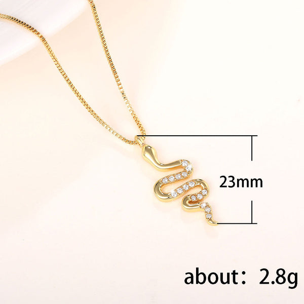 Veile Studios Fashion Lady Snake Pendant Necklace With Zirconia Stylish Party Accessories Necklaces & Pendants