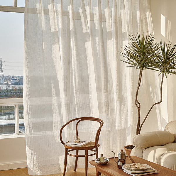 Curtain White 200 Centimetre X 250 Sheer Transparent Line Curtains & Drapes