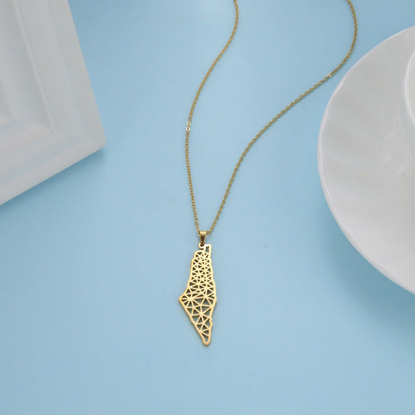 Veile Studios Palestine Map Pendant Necklace For Men And Women Fashion Jewellery Necklaces & Pendants